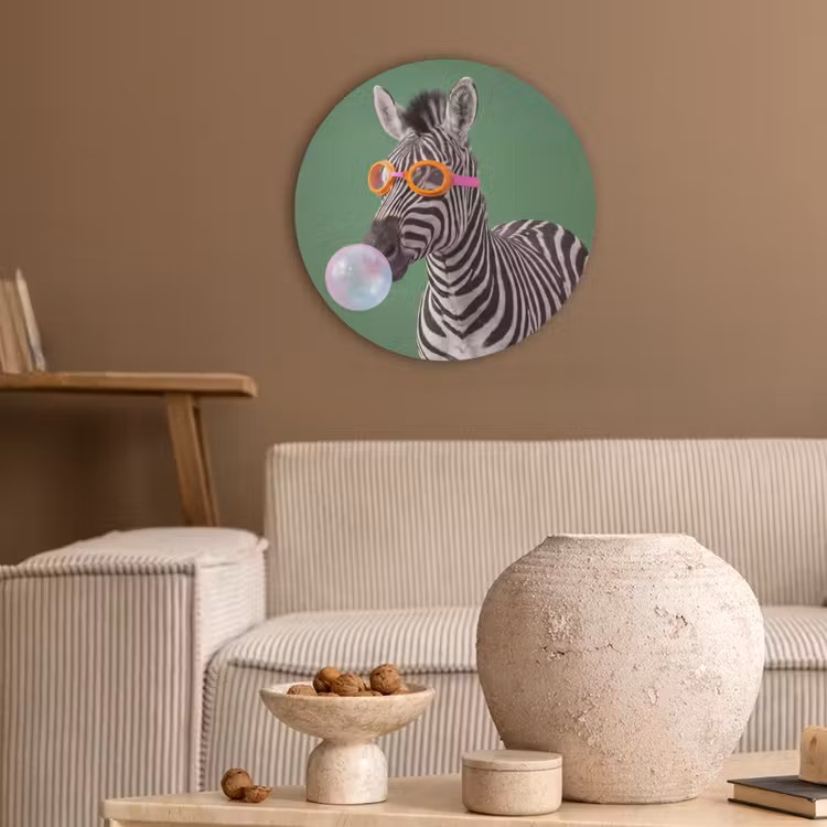 Dier - Bril - Bel - Modern - Groen Akoestische PET Vilt - Rond klein -sfeer1