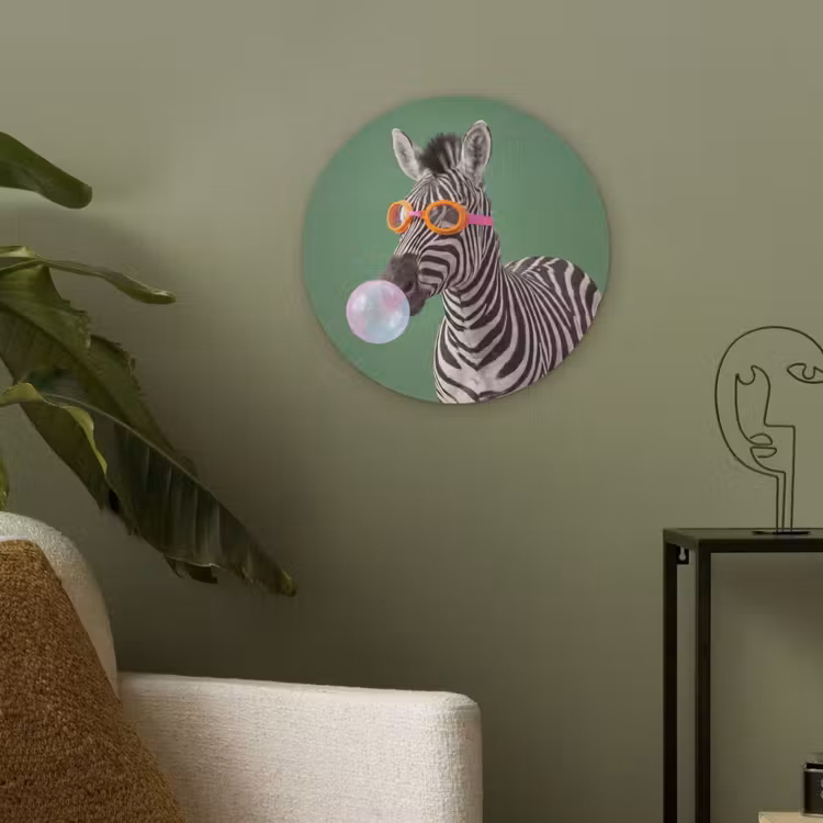Dier - Bril - Bel - Modern - Groen Akoestische PET Vilt - Rond klein -sfeer2