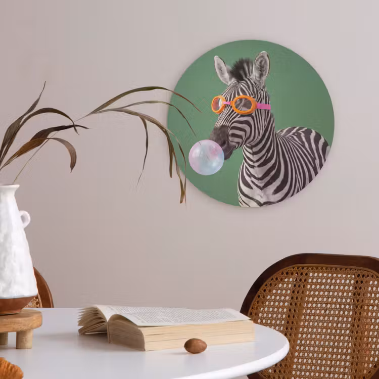 Dier - Bril - Bel - Modern - Groen Akoestische PET Vilt - Rond klein -sfeer3