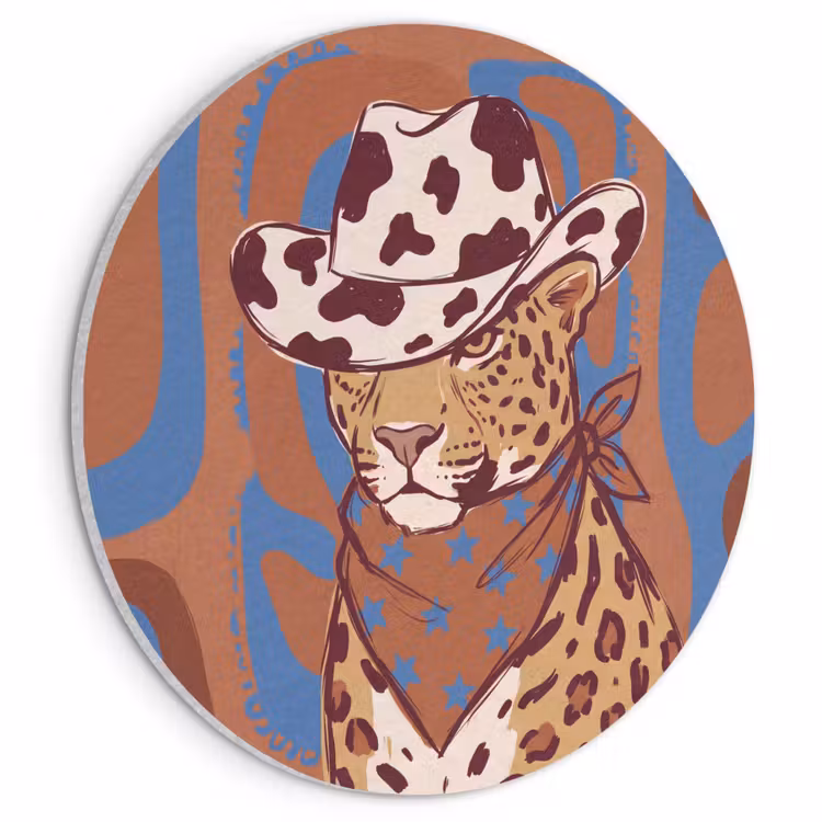 Dieren - Cowboyhoed - Modern - Illustratie - Bruin Akoestische PET Vilt - Rond klein -3d