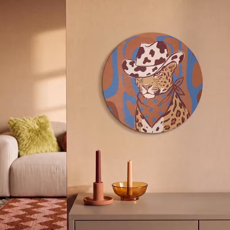 Dieren - Cowboyhoed - Modern - Illustratie - Bruin Akoestische PET Vilt - Rond klein -sfeer1