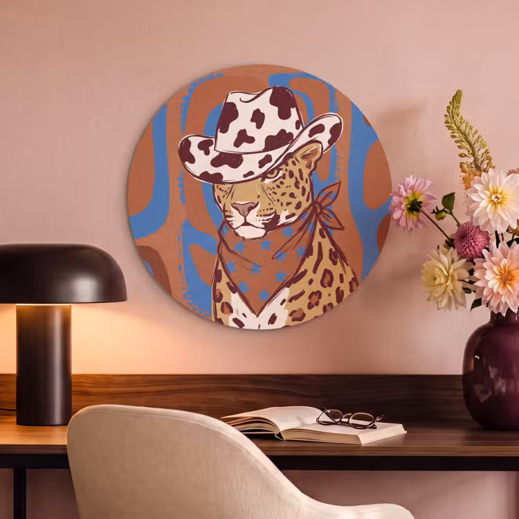 Dieren - Cowboyhoed - Modern - Illustratie - Bruin Akoestische PET Vilt - Rond klein -sfeer3