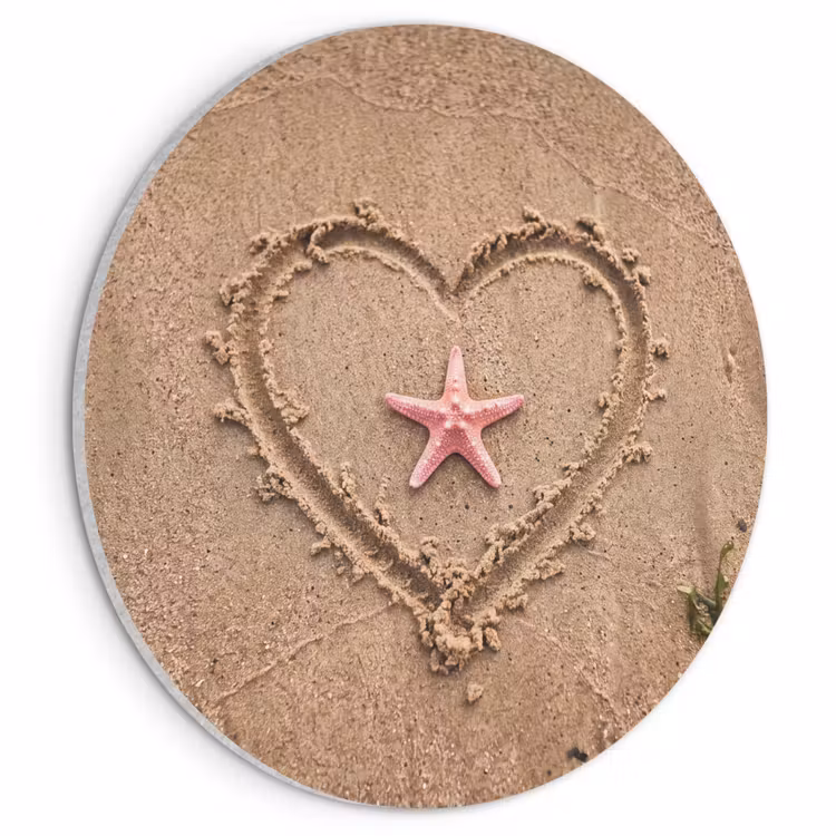 Dieren - Hart - Strand - Zand - Roze Akoestische PET Vilt - Rond klein -3d