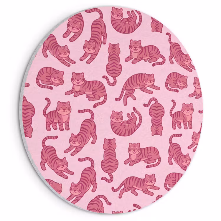 Dieren - Patroon - Roze - Speels - Cartoon Akoestische PET Vilt - Rond klein -3d