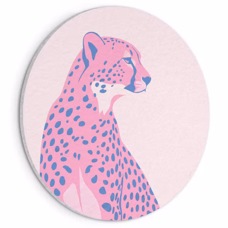 Dieren - Profiel - Abstract - Roze - Blauw Akoestische PET Vilt - Rond klein -3d