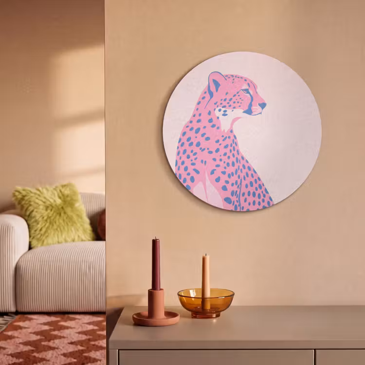 Dieren - Profiel - Abstract - Roze - Blauw Akoestische PET Vilt - Rond klein -sfeer1