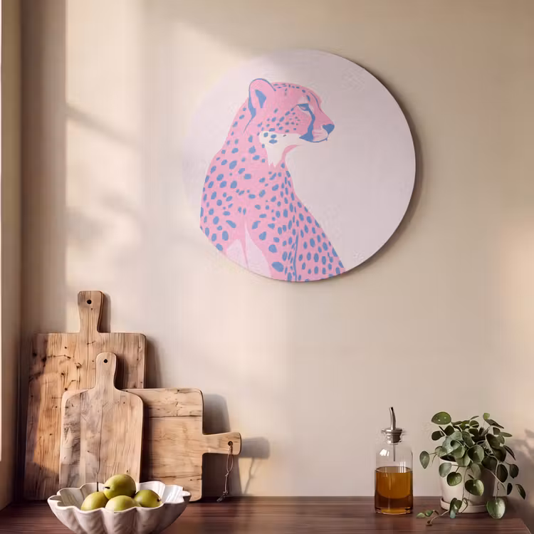 Dieren - Profiel - Abstract - Roze - Blauw Akoestische PET Vilt - Rond klein -sfeer2