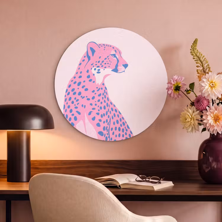 Dieren - Profiel - Abstract - Roze - Blauw Akoestische PET Vilt - Rond klein -sfeer3