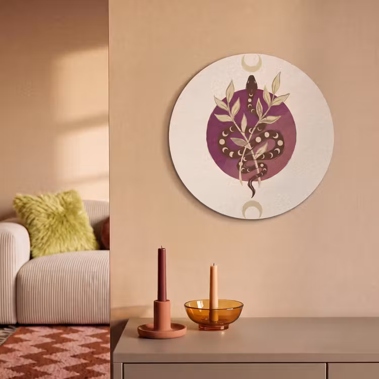 Dieren - Slang - Maan - Mystiek - Abstract Akoestische PET Vilt - Rond klein -sfeer1