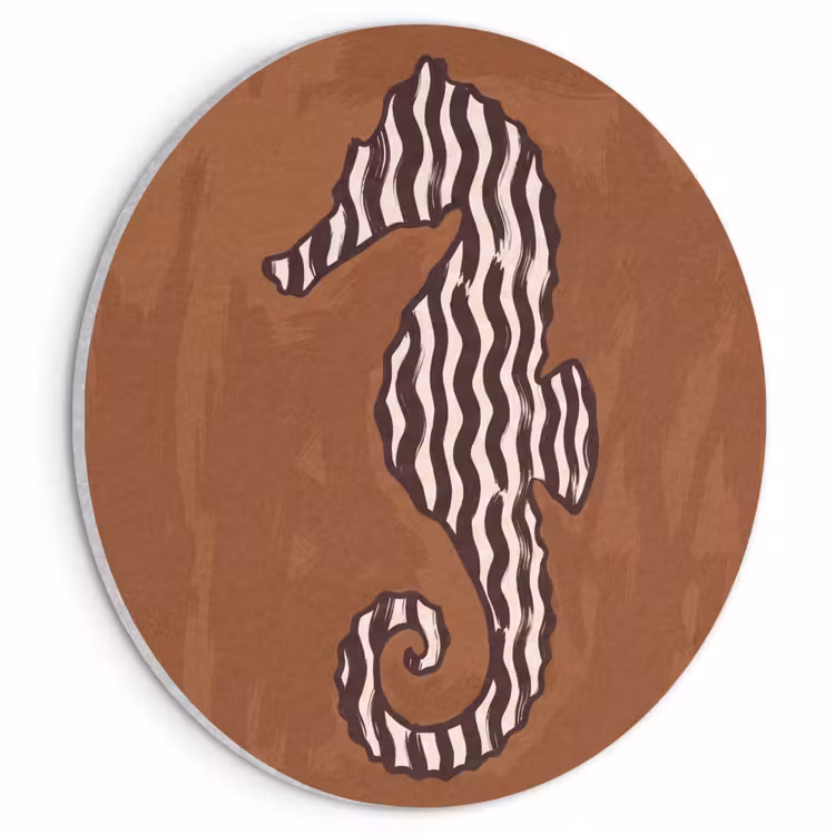 Dieren - Zeepaardje - Abstract - Bruin - Strepen Akoestische PET Vilt - Rond klein -3d