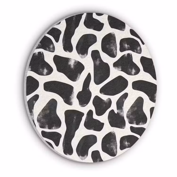 Dierenpatroon - Vlekken - Zwart - Wit Akoestische PET Vilt - Rond klein 838 -3d
