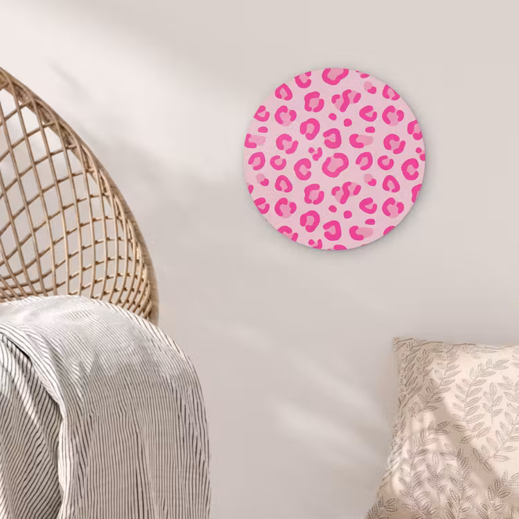 Dierenprint - Patroon - Abstract - Modern - Roze Akoestische PET Vilt - Rond klein -sfeer4