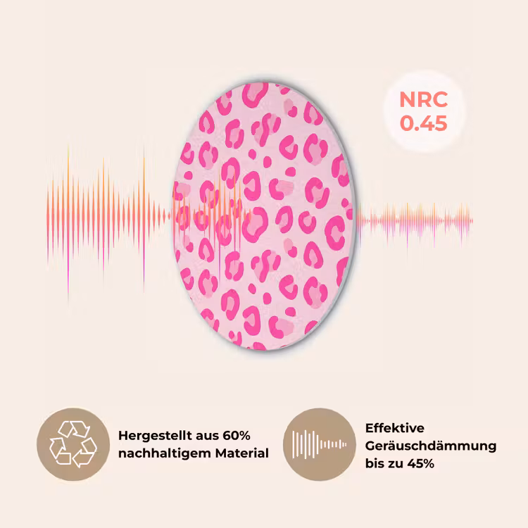 Dierenprint - Patroon - Abstract - Modern - Roze Akoestische PET Vilt - Rond klein -USP_DE