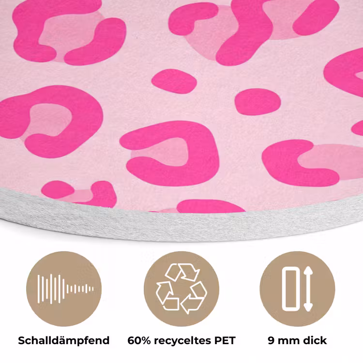 Dierenprint - Patroon - Abstract - Modern - Roze Akoestische PET Vilt - Rond klein -closeup_DE