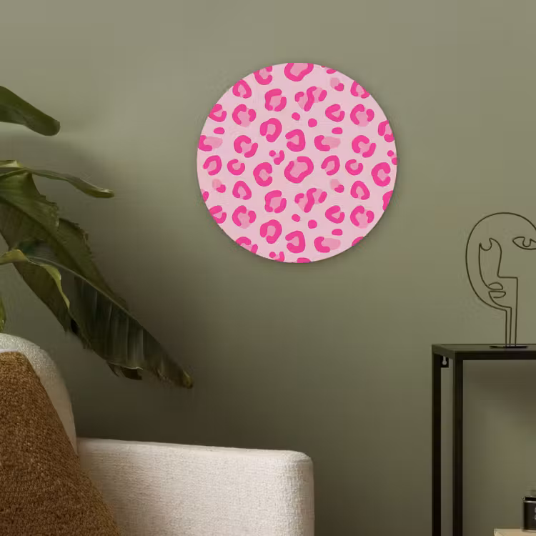 Dierenprint - Patroon - Abstract - Modern - Roze Akoestische PET Vilt - Rond klein -sfeer2