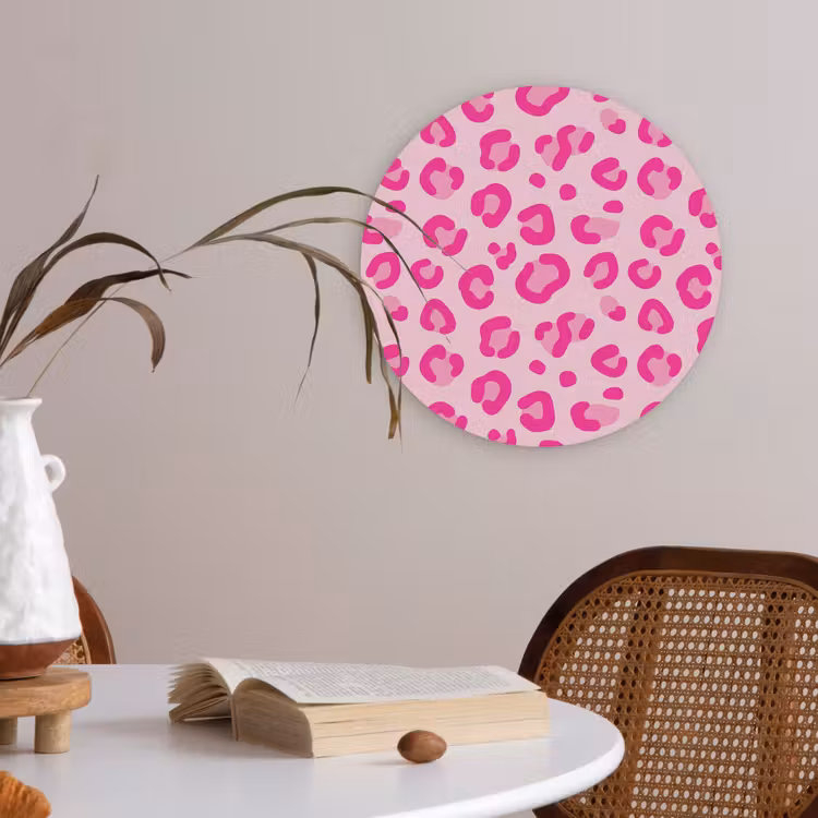 Dierenprint - Patroon - Abstract - Modern - Roze Akoestische PET Vilt - Rond klein -sfeer3