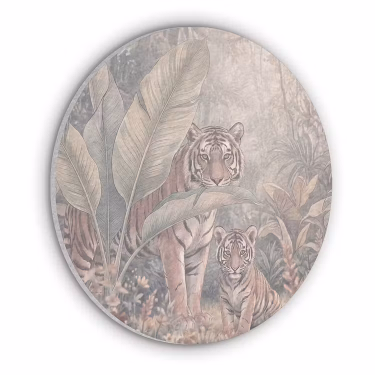 Tijger - Welp - Jungle - Illustratie - Dieren Akoestische PET Vilt - Rond klein -3d