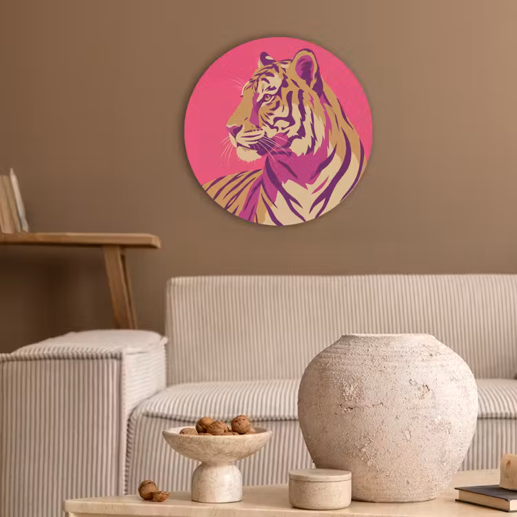 Tijger - Modern - Neon Akoestische PET Vilt - Rond klein -sfeer1