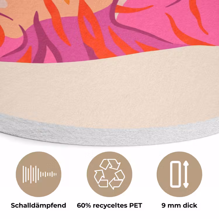 Tijger - Roze - Oranje Akoestische PET Vilt - Rond klein -closeup_DE