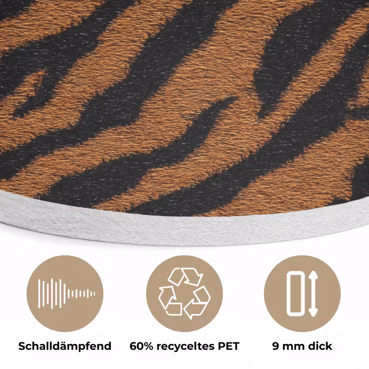 Tijger - Zwart - Vacht Akoestische PET Vilt - Rond klein 838 -closeup_DE