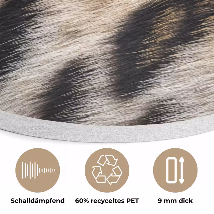Tijgervacht - Klassiek - Zwart Akoestische PET Vilt - Rond klein -closeup_DE