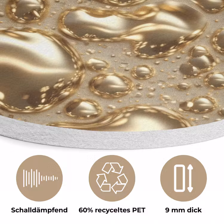 Druppels - Organisch - Goud Akoestische PET Vilt - Rond klein 838 -closeup_DE