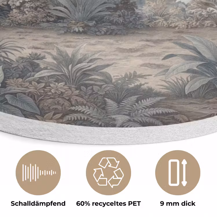 Tropisch - Landschap - Illustratie Akoestische PET Vilt - Rond klein -closeup_DE