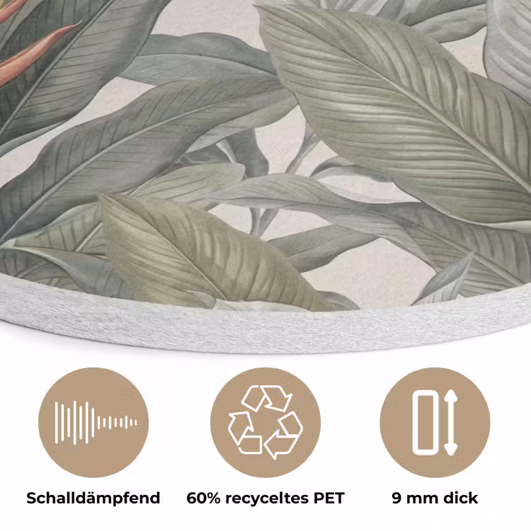Tropisch - Planten - Modern - Groen Akoestische PET Vilt - Rond klein -closeup_DE