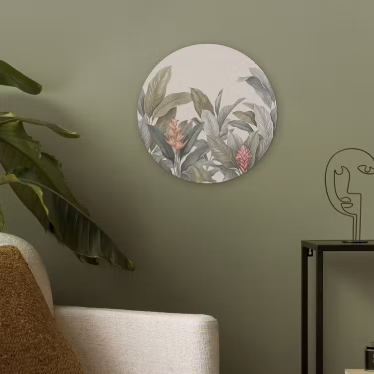 Tropisch - Planten - Modern - Groen Akoestische PET Vilt - Rond klein -sfeer2