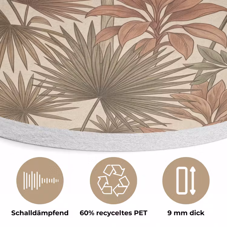 Tropisch - Vogels - Beige Akoestische PET Vilt - Rond klein -closeup_DE