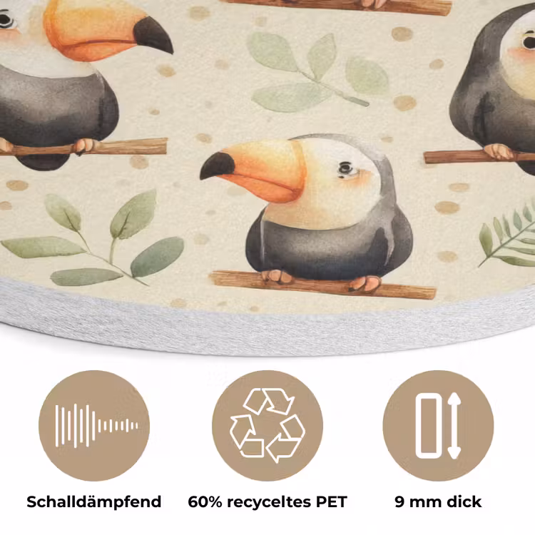 Toekans - Exotisch - Kleurrijk Akoestische PET Vilt - Rond klein 838 -closeup_DE