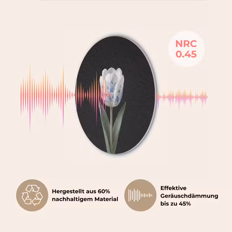 Tulp - Patroon - Blauw Akoestische PET Vilt - Rond klein -USP_DE
