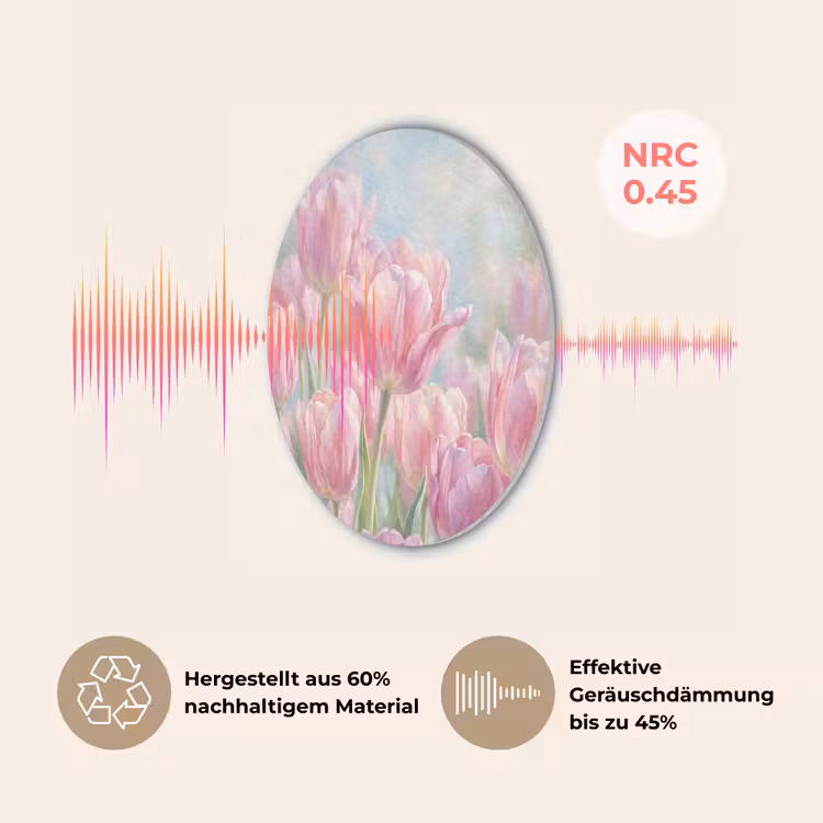 Tulpen - Veld - Lente - Roze Akoestische PET Vilt - Rond klein -USP_DE