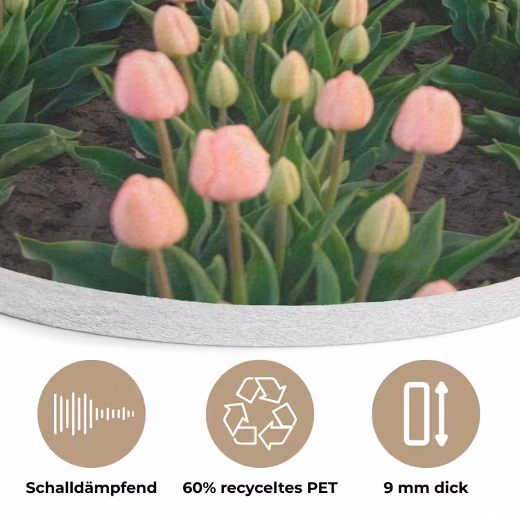 Tulpen - Landschap - Roze Akoestische PET Vilt - Rond klein -closeup_DE