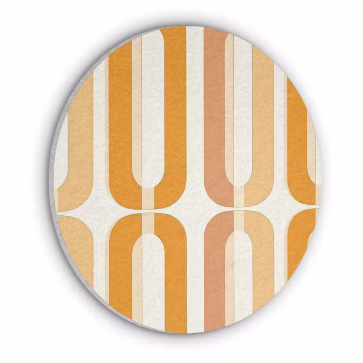 U-vorm - Retro - Oranje Akoestische PET Vilt - Rond klein 838 -3d