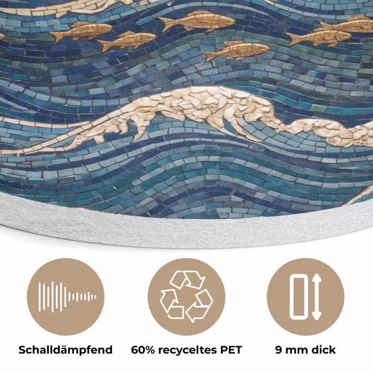 Onderwater - Koraal - Vis - Natuur - Kunst Akoestische PET Vilt - Rond klein -closeup_DE