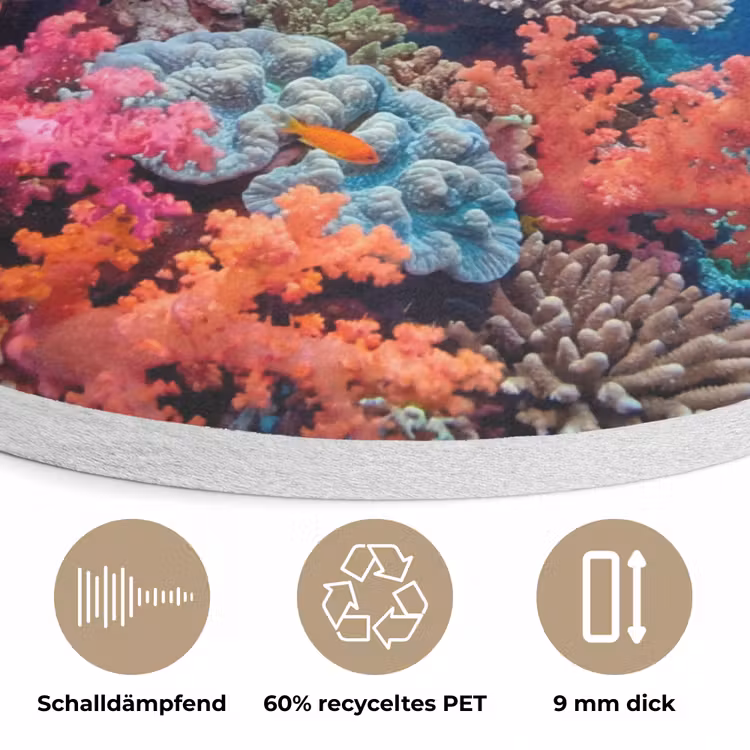 Onderwater - Koraalrif - Vissen - Oceaan - Natuur Akoestische PET Vilt - Rond klein -closeup_DE