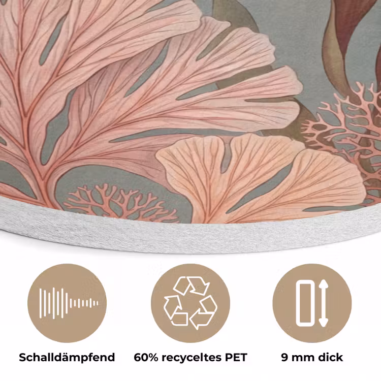 Onderwater - Planten - Vis - Vintage - Groen Akoestische PET Vilt - Rond klein -closeup_DE