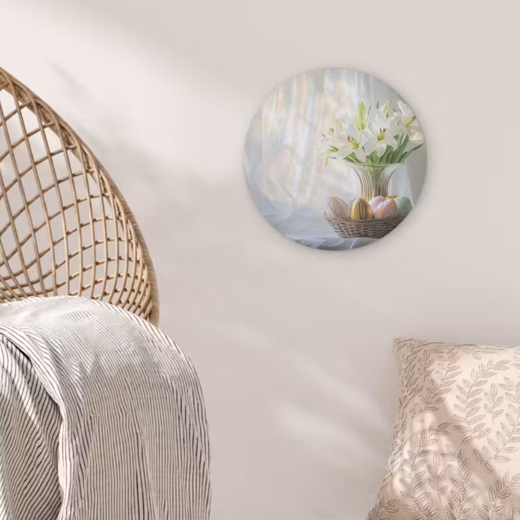 Vaas - Eieren - Bloemen Akoestische PET Vilt - Rond klein -sfeer4