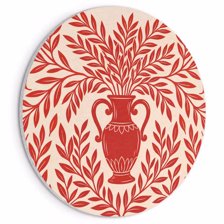 Vaas - Planten - Decoratie - Abstract - Rood Akoestische PET Vilt - Rond klein -3d