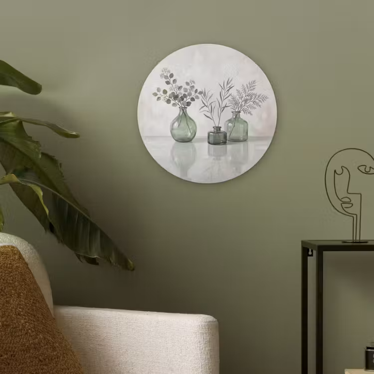 Vazen - Bladeren - Groen Akoestische PET Vilt - Rond klein -sfeer2