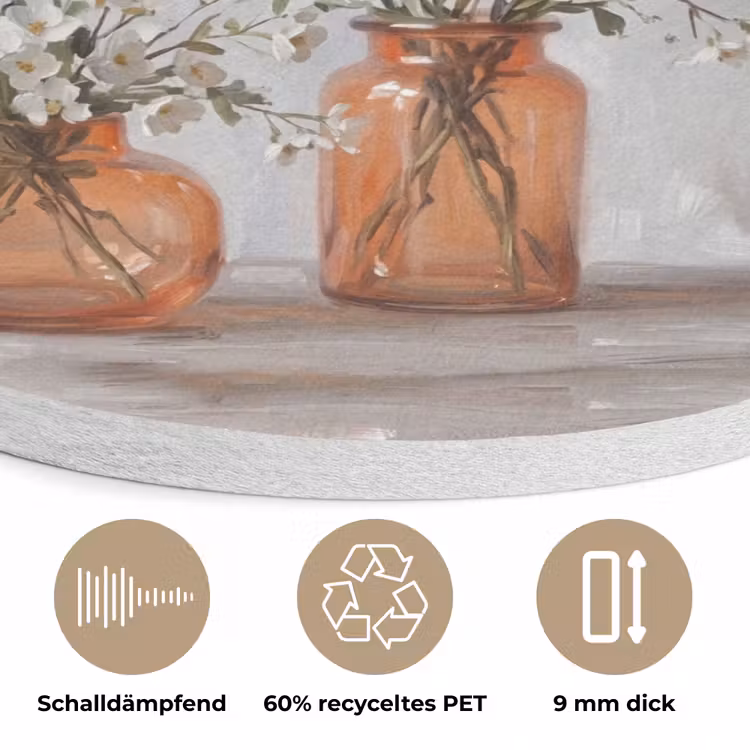 Vazen - Bloemen - Oranje Akoestische PET Vilt - Rond klein -closeup_DE