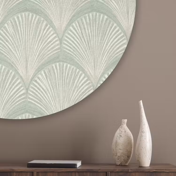 Waaiers - Patroon - Groen Akoestische PET Vilt - Rond klein 838 -sfeer5_closeup