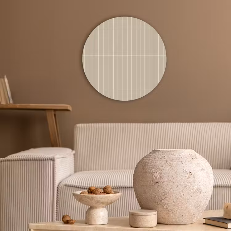 Verticaal - Wandtegel - Crème - Beige Akoestische PET Vilt - Rond klein 838 -sfeer1