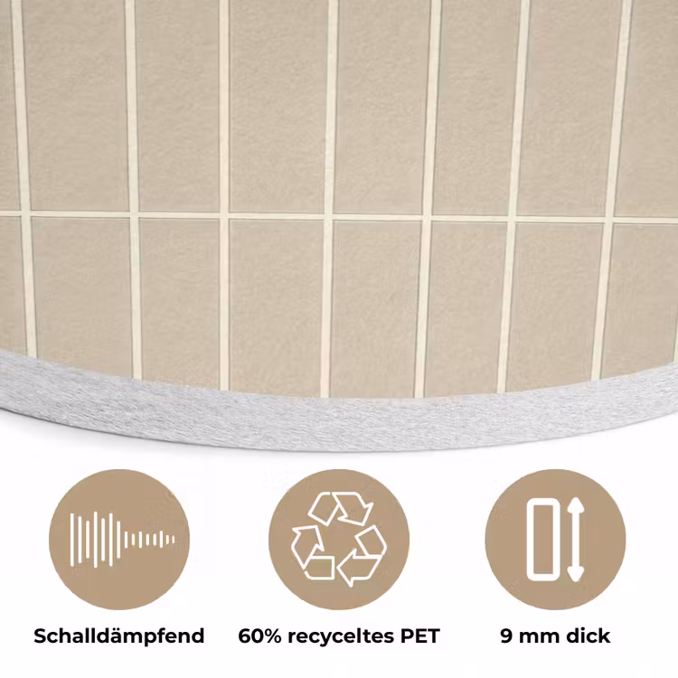 Verticaal - Wandtegel - Crème - Beige Akoestische PET Vilt - Rond klein 838 -closeup_DE