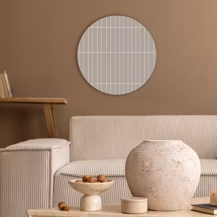 Verticaal - Wandtegel - Licht Beige Akoestische PET Vilt - Rond klein 838 -sfeer1