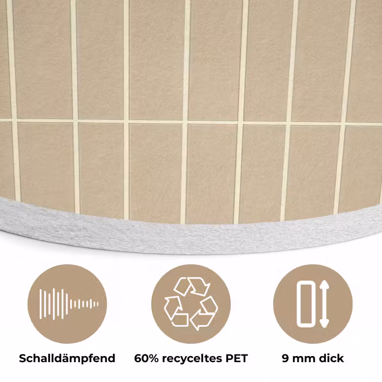 Verticaal - Wandtegel - Zand - Beige Akoestische PET Vilt - Rond klein 838 -closeup_DE