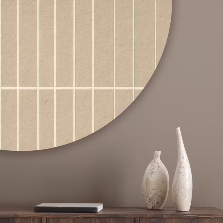 Verticaal - Wandtegel - Zand - Beige Akoestische PET Vilt - Rond klein 838 -sfeer5_closeup