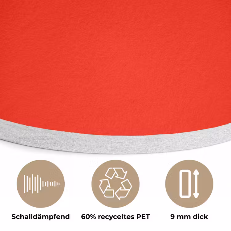 Vibrant - Vermilion - Rood Akoestische PET Vilt - Rond klein 838 -closeup_DE