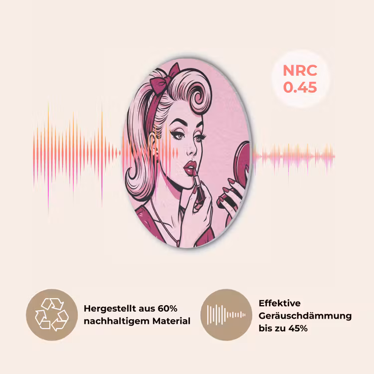 Vintage - Vrouw - Roze Akoestische PET Vilt - Rond klein -USP_DE